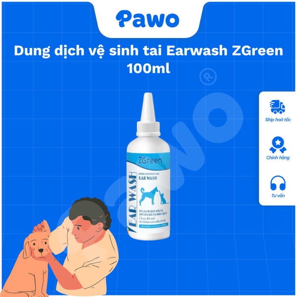 Dung dịch vệ sinh tai Earwash ZGreen 100ml PAWO