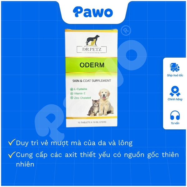 Viên uống kích thích mọc lông cho chó mèo DR.PETZ ODERM | PAWO