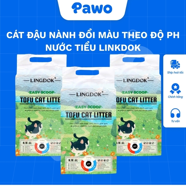 Cát Đậu Nành Đổi Màu Theo Độ PH Nước Tiểu LINGDOK 6L/2,5KG - PAWO