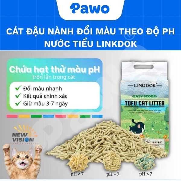 Cát Đậu Nành Đổi Màu Theo Độ PH Nước Tiểu LINGDOK 6L/2,5KG - PAWO