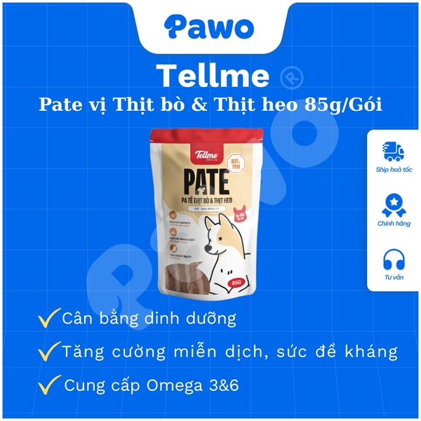 Pate và Xốt Tell me cho chó nhiều vị 85g và 130g PAWO
