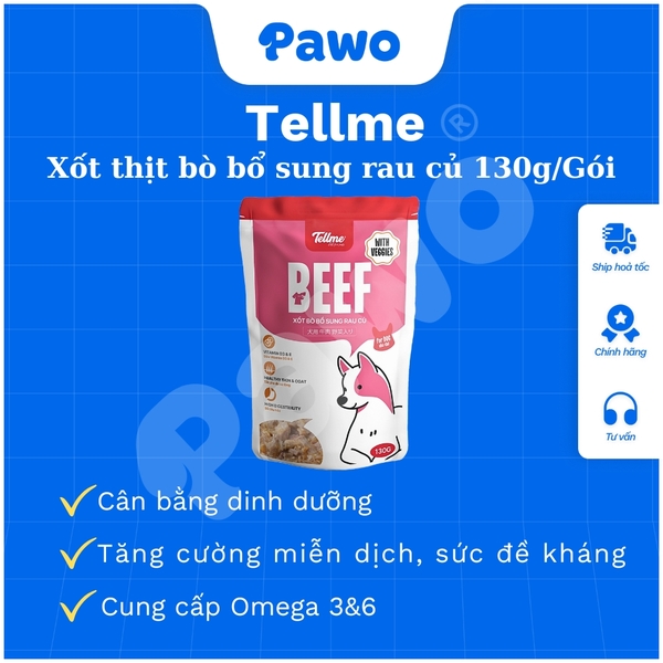 Pate và Xốt Tell me cho chó nhiều vị 85g và 130g PAWO