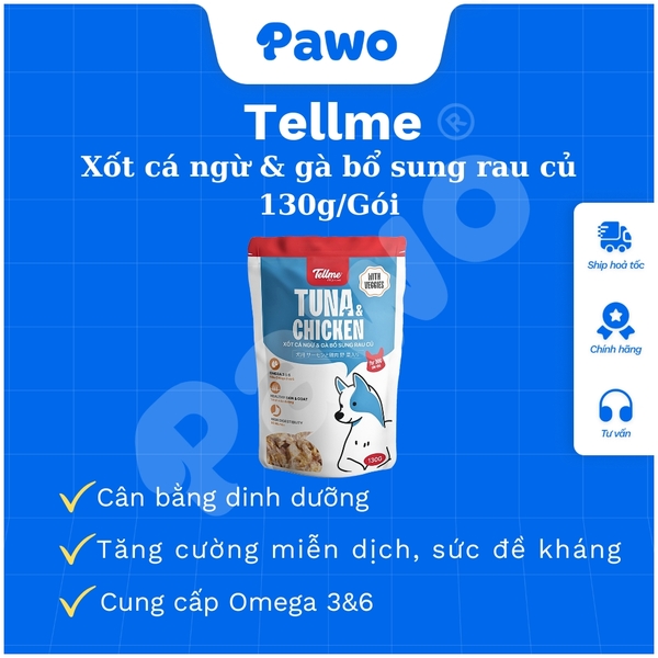 Pate và Xốt Tell me cho chó nhiều vị 85g và 130g PAWO