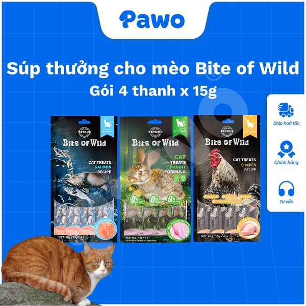 Súp Thưởng Cao Cấp Bite Of Wild Cho Mèo (15gx4) PAWO