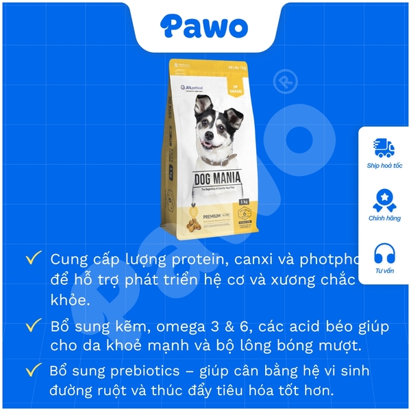 Hạt Dog Mania cho chó mọi lứa tuổi PAWO