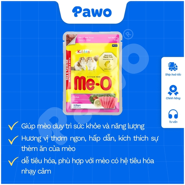 Pate Me-o cho mèo nhiều vị gói 80g | PAWO