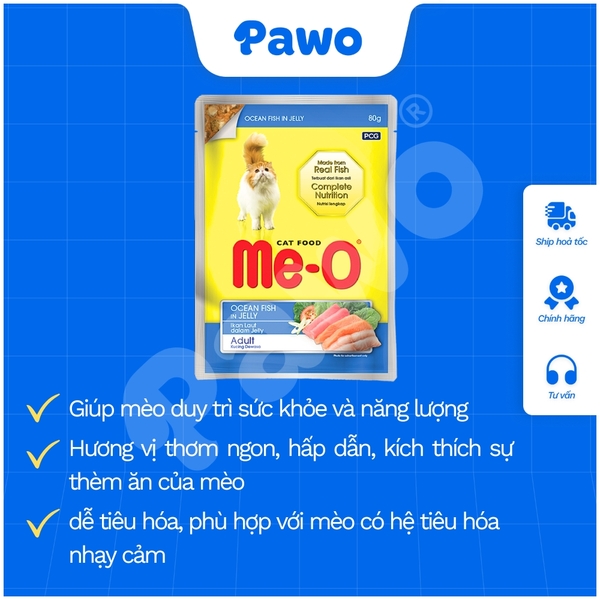 Pate Me-o cho mèo nhiều vị gói 80g | PAWO