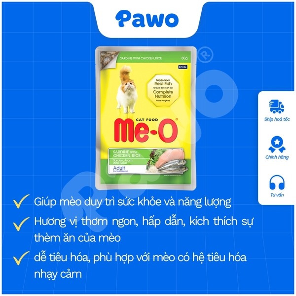 Pate Me-o cho mèo nhiều vị gói 80g | PAWO