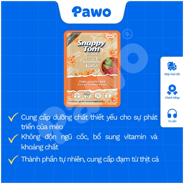 Pate SNAPPY TOM GOURMET Cá Ngừ Trái Cây, Gà Rau 70g - PAWO