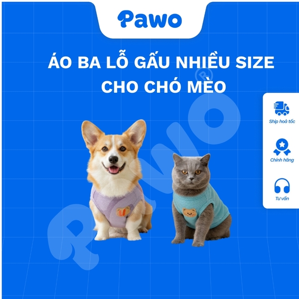 Áo ba lỗ gấu nhiều size cho chó mèo - PAWO