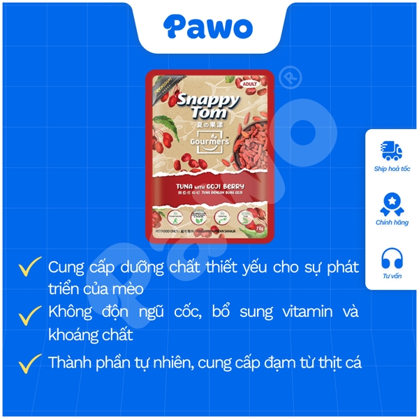 Pate SNAPPY TOM GOURMET Cá Ngừ Trái Cây, Gà Rau 70g - PAWO