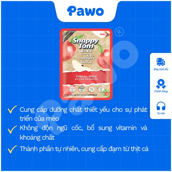 Pate SNAPPY TOM GOURMET Cá Ngừ Trái Cây, Gà Rau 70g - PAWO