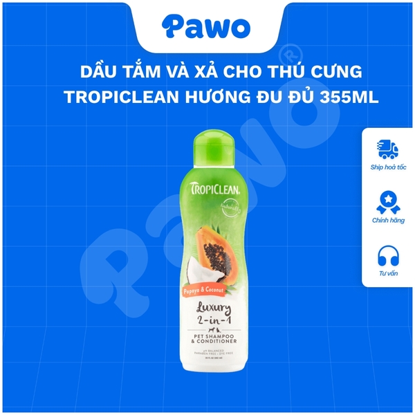 Sữa tắm TropiClean Papaya & Coconut Pet 2 in 1 | PAWO