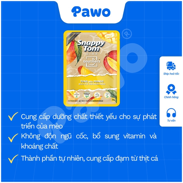 Pate SNAPPY TOM GOURMET Cá Ngừ Trái Cây, Gà Rau 70g - PAWO