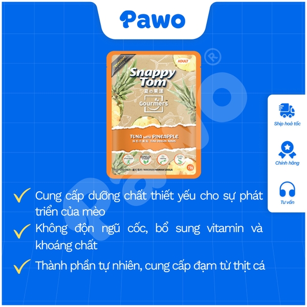 Pate SNAPPY TOM GOURMET Cá Ngừ Trái Cây, Gà Rau 70g - PAWO