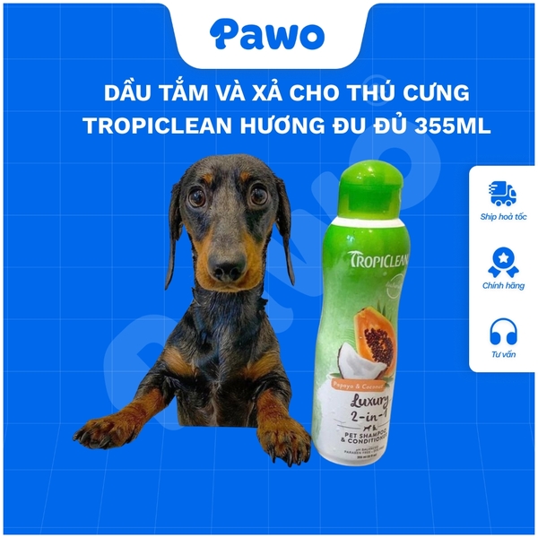Sữa tắm TropiClean Papaya & Coconut Pet 2 in 1 | PAWO