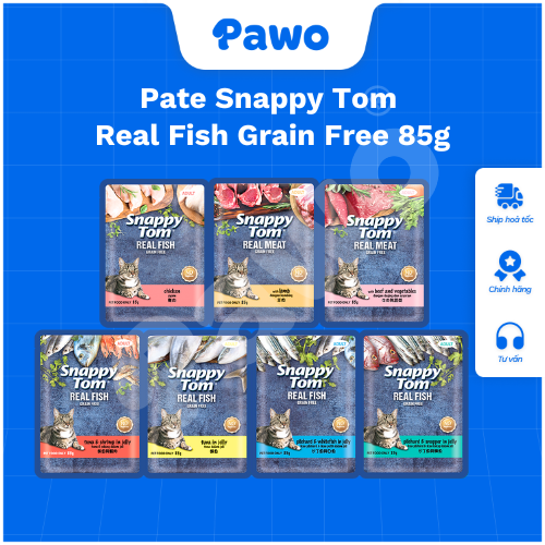 Pate Thịt Thật Snappy Tom 85g - Dinh Dưỡng Cao Cấp Cho Mèo - PAWO