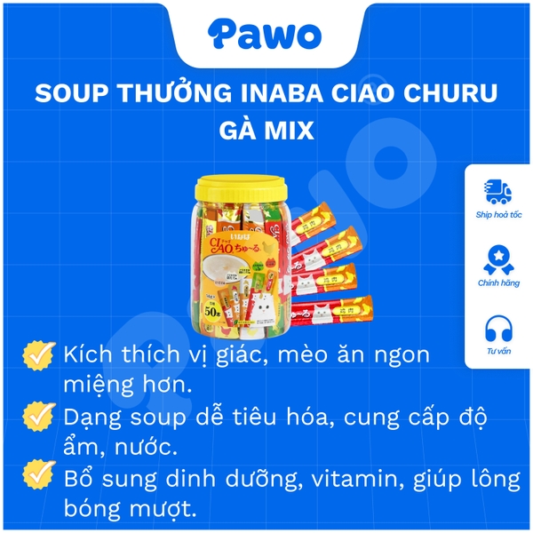 Soup thưởng INABA CIAO churu cho mèo | PAWO