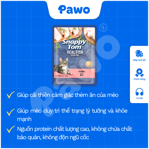 Pate Thịt Thật Snappy Tom 85g - Dinh Dưỡng Cao Cấp Cho Mèo - PAWO