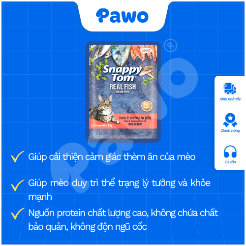 Pate Thịt Thật Snappy Tom 85g - Dinh Dưỡng Cao Cấp Cho Mèo - PAWO