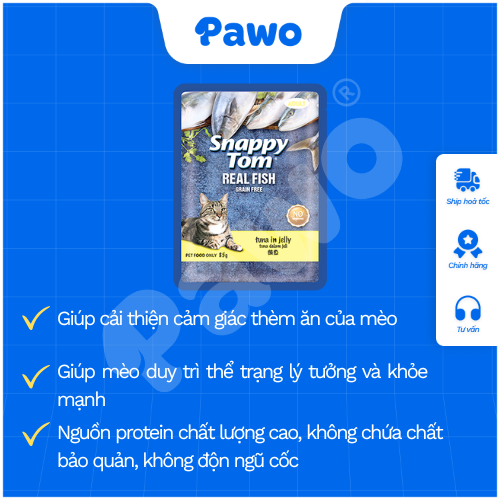 Pate Thịt Thật Snappy Tom 85g - Dinh Dưỡng Cao Cấp Cho Mèo - PAWO
