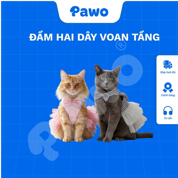 Đầm hai dây voan tầng - PAWO