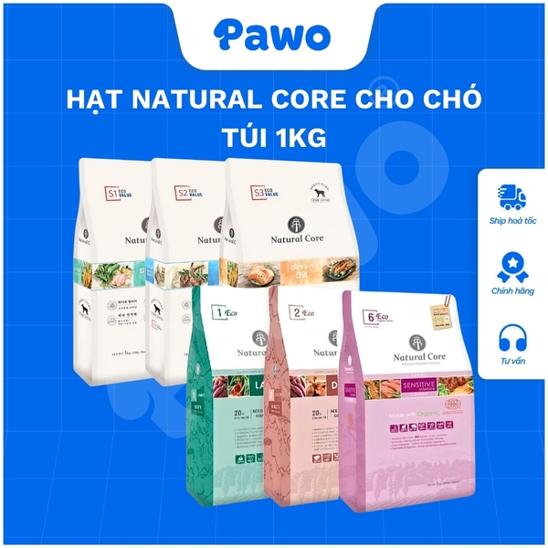 Hạt Natural Core Cho Chó 1kg PAWO