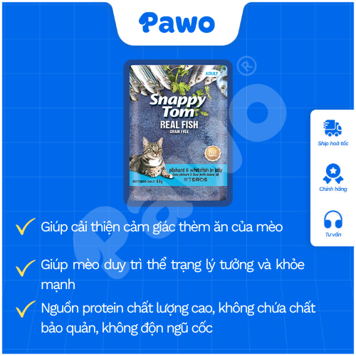 Pate Thịt Thật Snappy Tom 85g - Dinh Dưỡng Cao Cấp Cho Mèo - PAWO