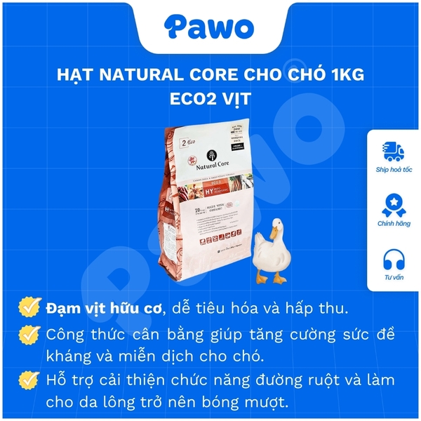 Hạt Natural Core Cho Chó 1kg PAWO