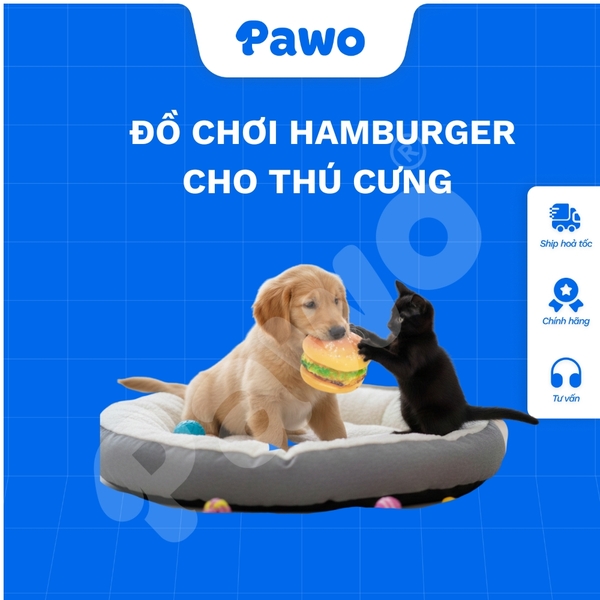 Đồ chơi nhựa tiếng kêu hình Hamburger, củ lạc cho thú cưng - PAWO