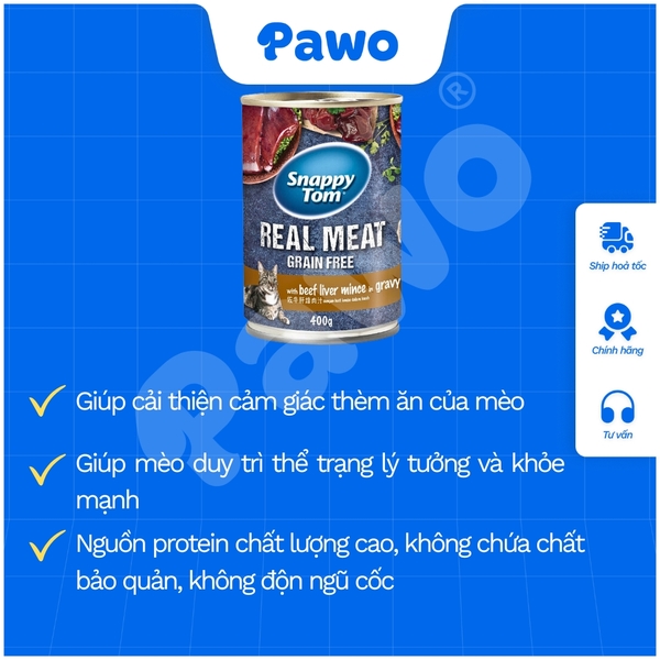 Pate Snappytom Real Fish cho mèo 400g