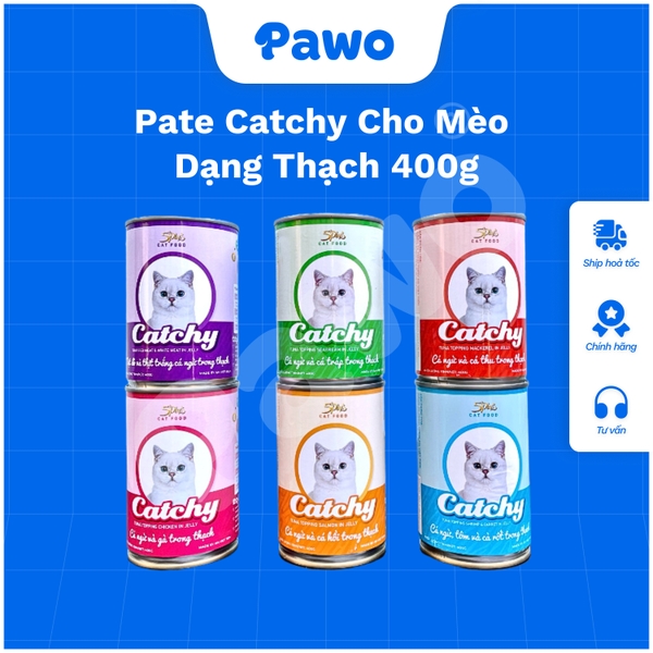 Pate Catchy cho mèo nhiều vị lon 400g PAWO
