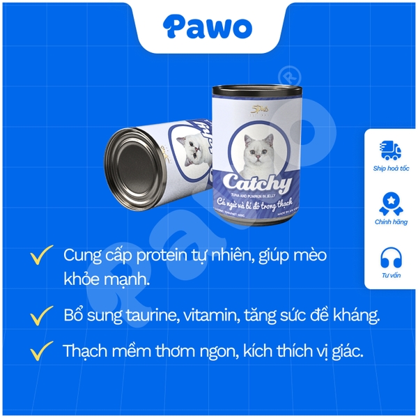 Pate Catchy cho mèo nhiều vị lon 400g PAWO