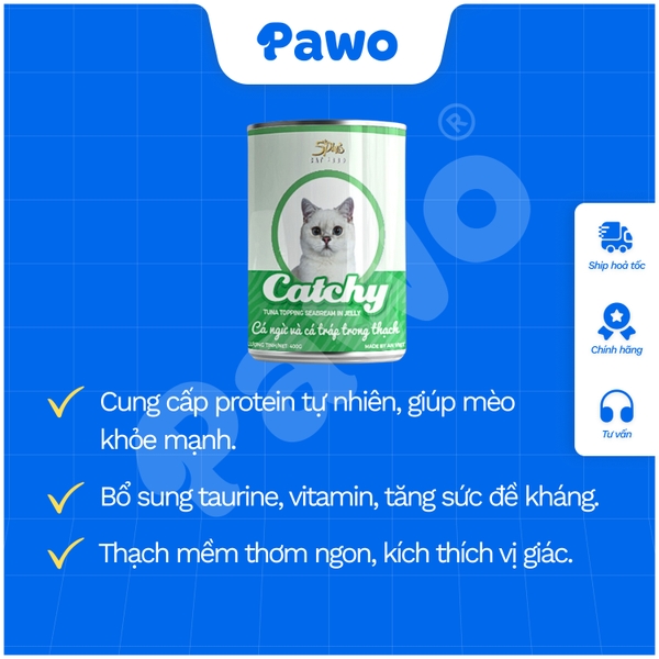 Pate Catchy cho mèo nhiều vị lon 400g PAWO
