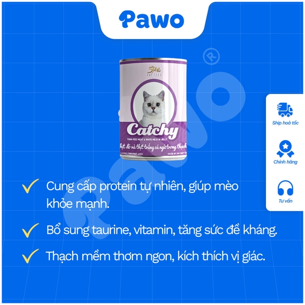 Pate Catchy cho mèo nhiều vị lon 400g PAWO