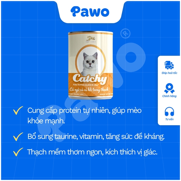 Pate Catchy cho mèo nhiều vị lon 400g PAWO