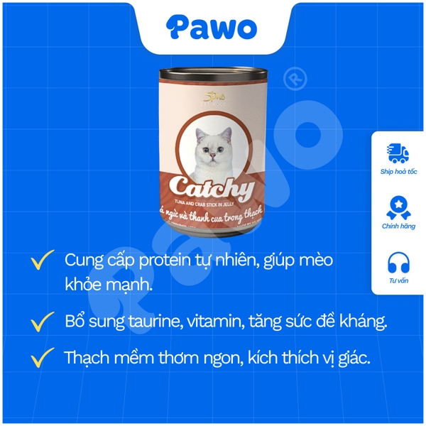 Pate Catchy cho mèo nhiều vị lon 400g PAWO