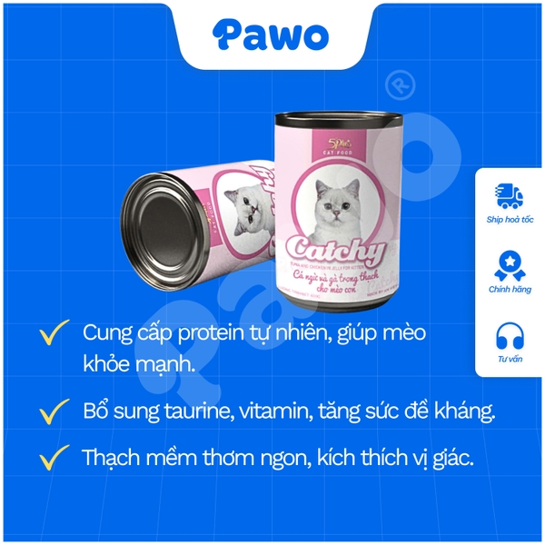 Pate Catchy cho mèo nhiều vị lon 400g PAWO