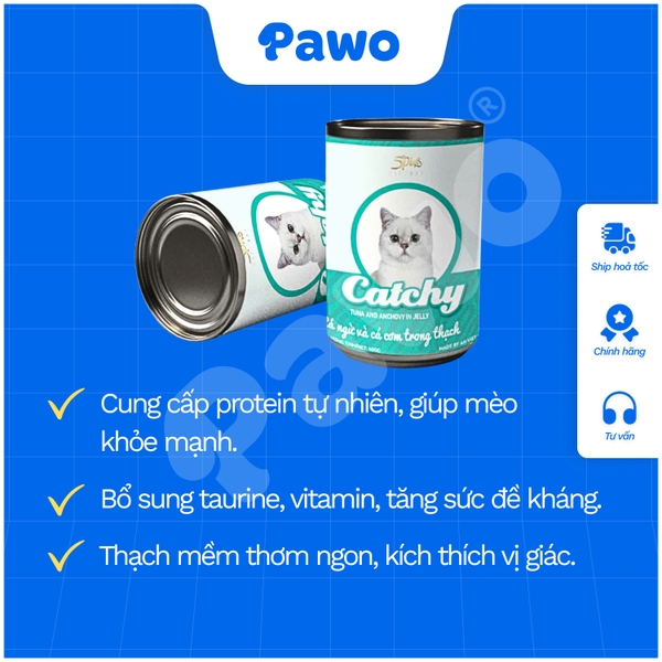 Pate Catchy cho mèo nhiều vị lon 400g PAWO