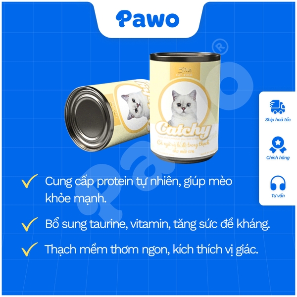 Pate Catchy cho mèo nhiều vị lon 400g PAWO