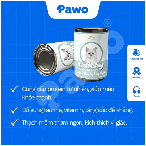 Pate Catchy cho mèo nhiều vị lon 400g PAWO