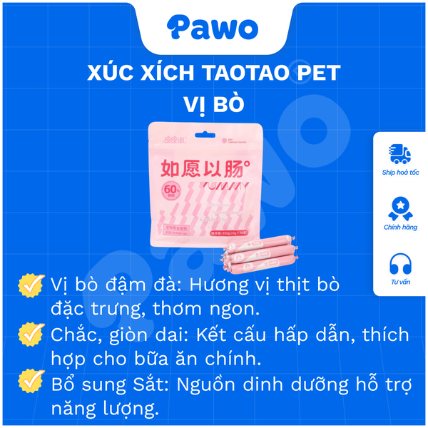 Xúc xích taotao chó mèo nhiều vị 15g x 30 cây | PAWO