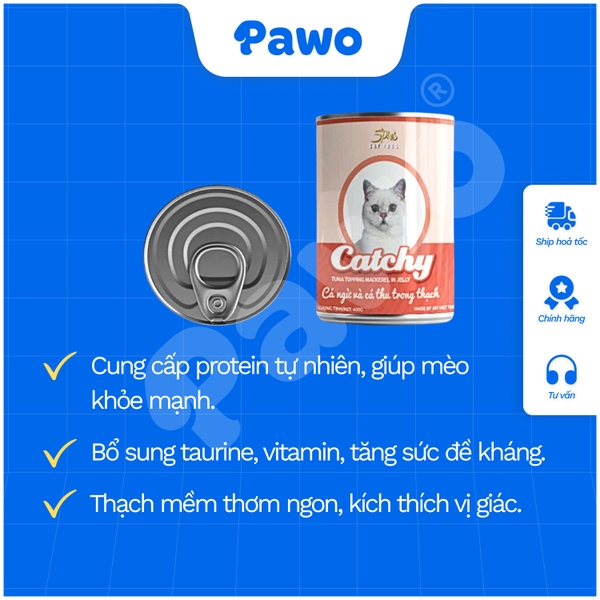 Pate Catchy cho mèo nhiều vị lon 400g PAWO