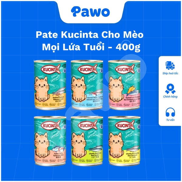 Pate Mèo Mọi Lứa Tuổi Kucinta Lon 400g PAWO