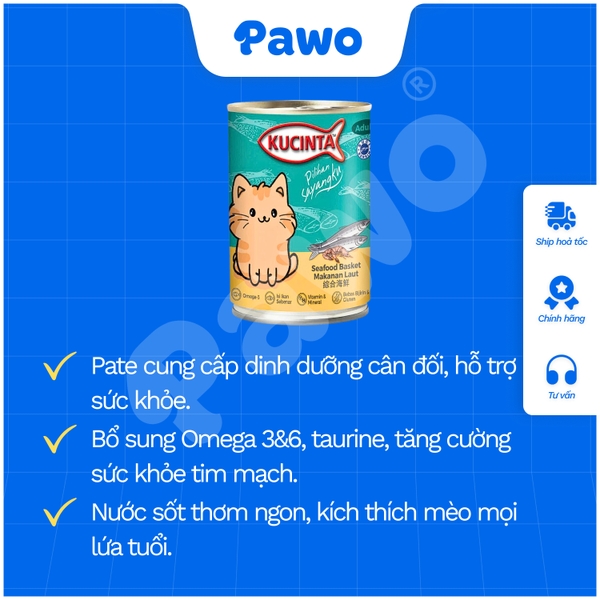 Pate Mèo Mọi Lứa Tuổi Kucinta Lon 400g PAWO