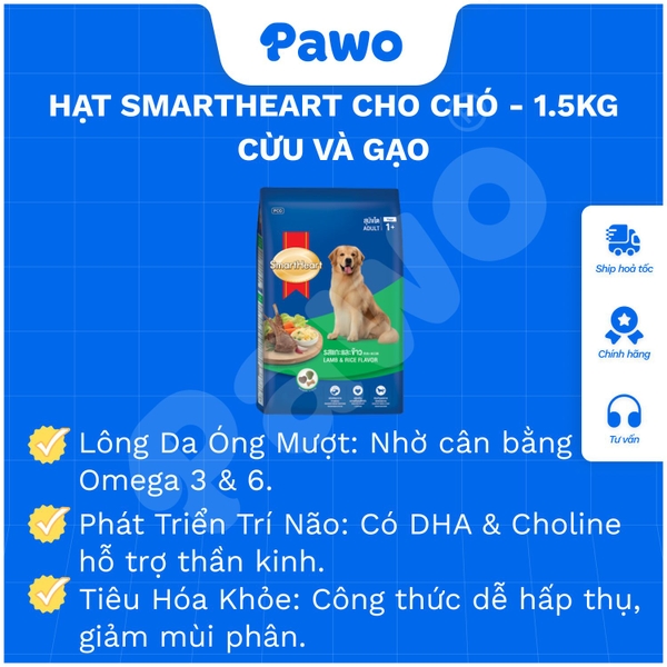 Hạt Smartheart cho chó trưởng thành túi 1,5 kg | PAWO