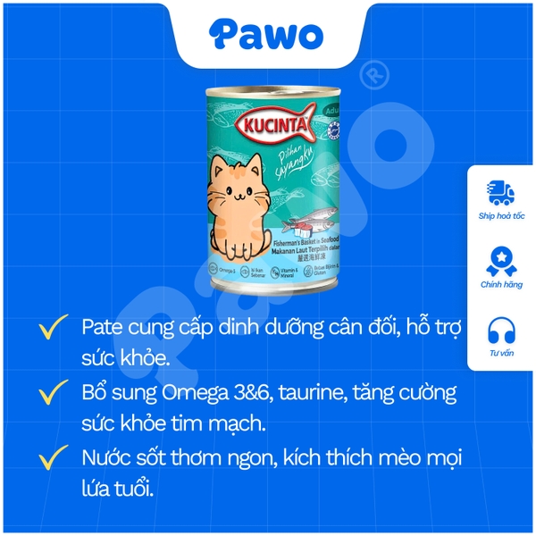 Pate Mèo Mọi Lứa Tuổi Kucinta Lon 400g PAWO