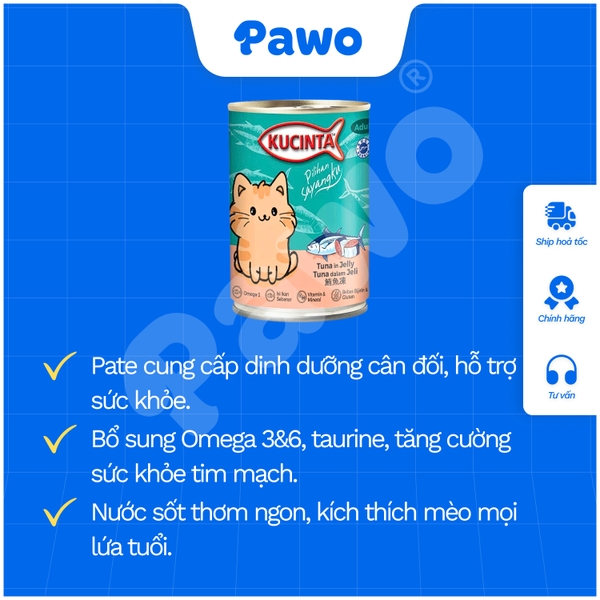 Pate Mèo Mọi Lứa Tuổi Kucinta Lon 400g PAWO