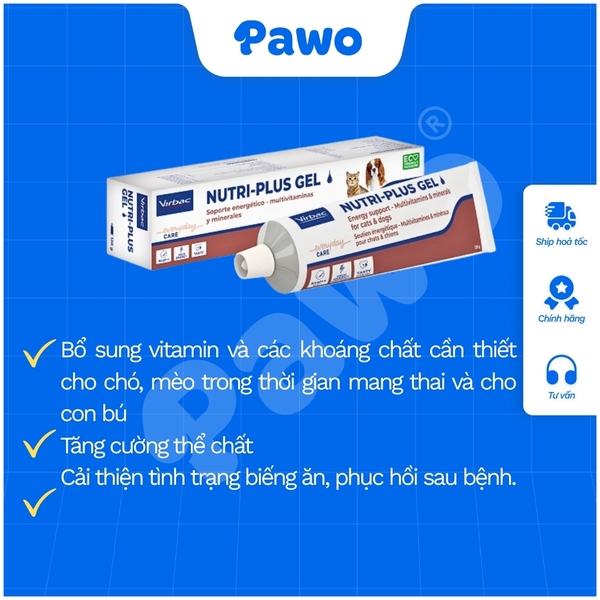 TPCN - Gel Dinh Dưỡng Bổ Sung Vitamin Và Khoáng Chất Nutri Plus VIRBAC 120g PAWO
