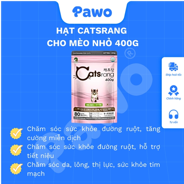 Hạt Catsrang Kitten Cho Mèo Con 400G, 2KG PAWO